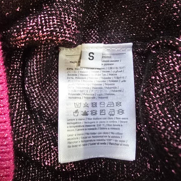 Gaudi Jean's Women's Small Short Sleeve Sweater Black Pink Metallic NWOT - Picture 4 of 4